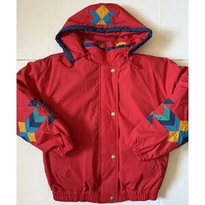 LONDON FOG - Rare Vintage Hooded‎ Aztec Ski Puffer Removable Lining Jacket - XS